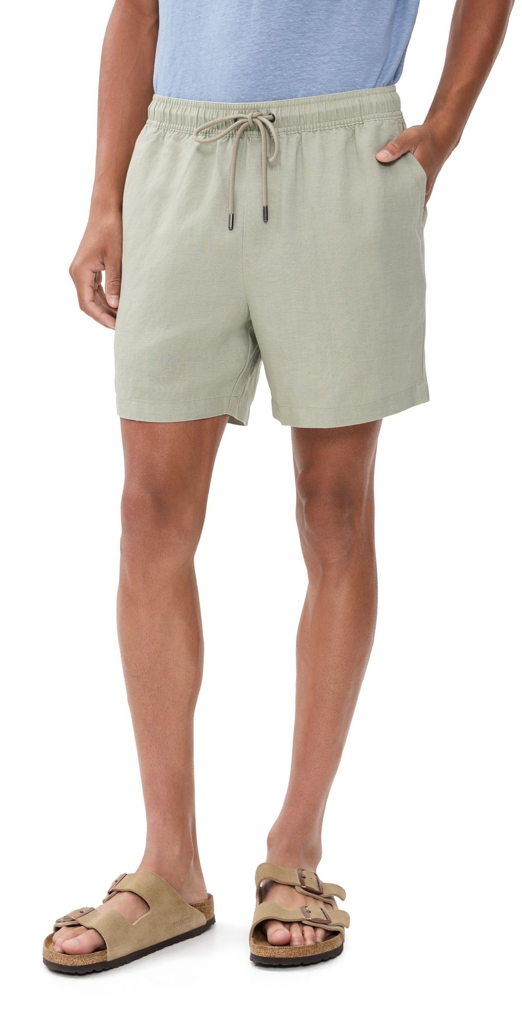 Onia Air Linen Pull-On Shorts 6 Elm S