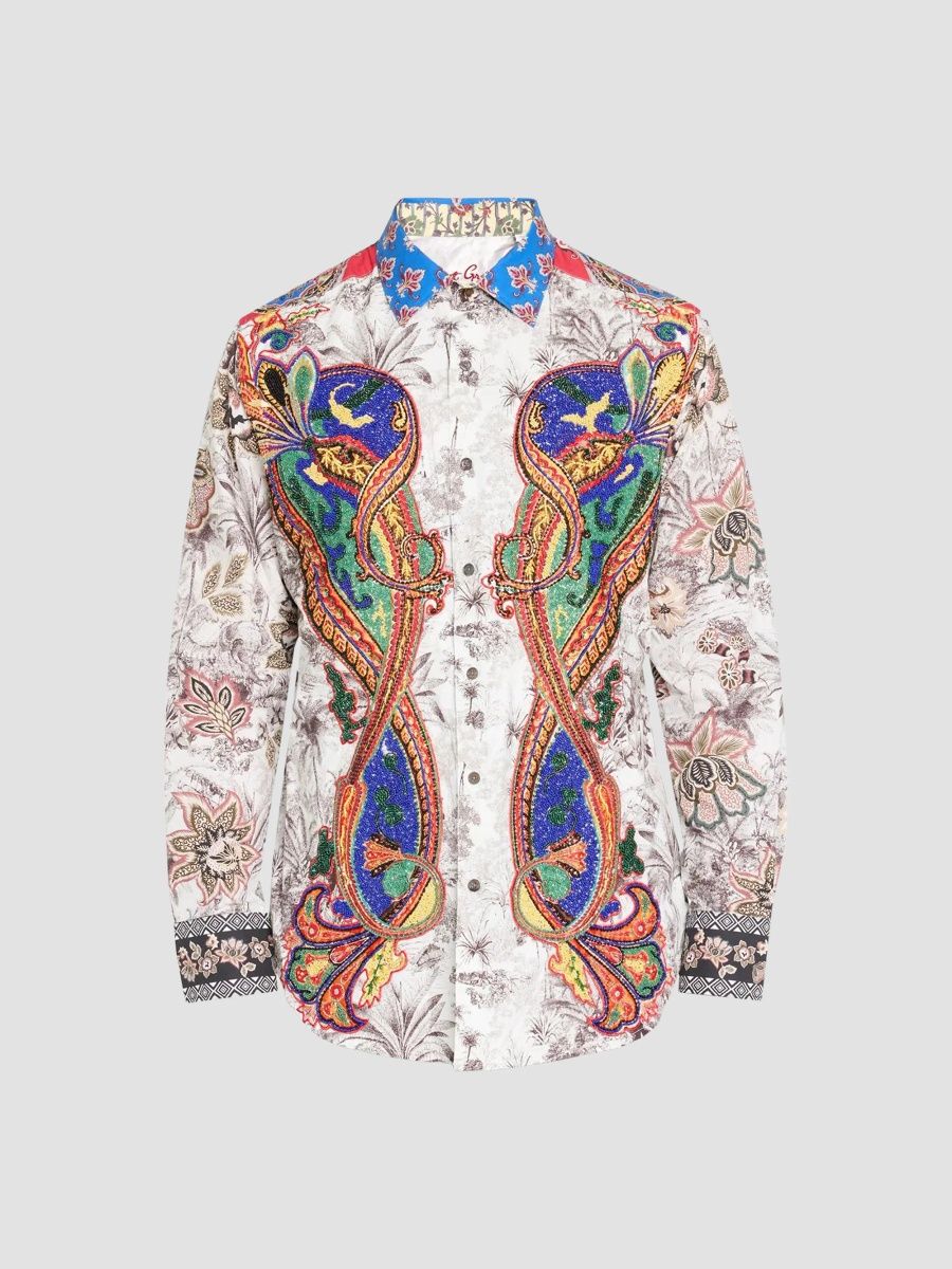 Robert Graham Men's Zamore Beaded Printed Shirt - Multi - Size XXL