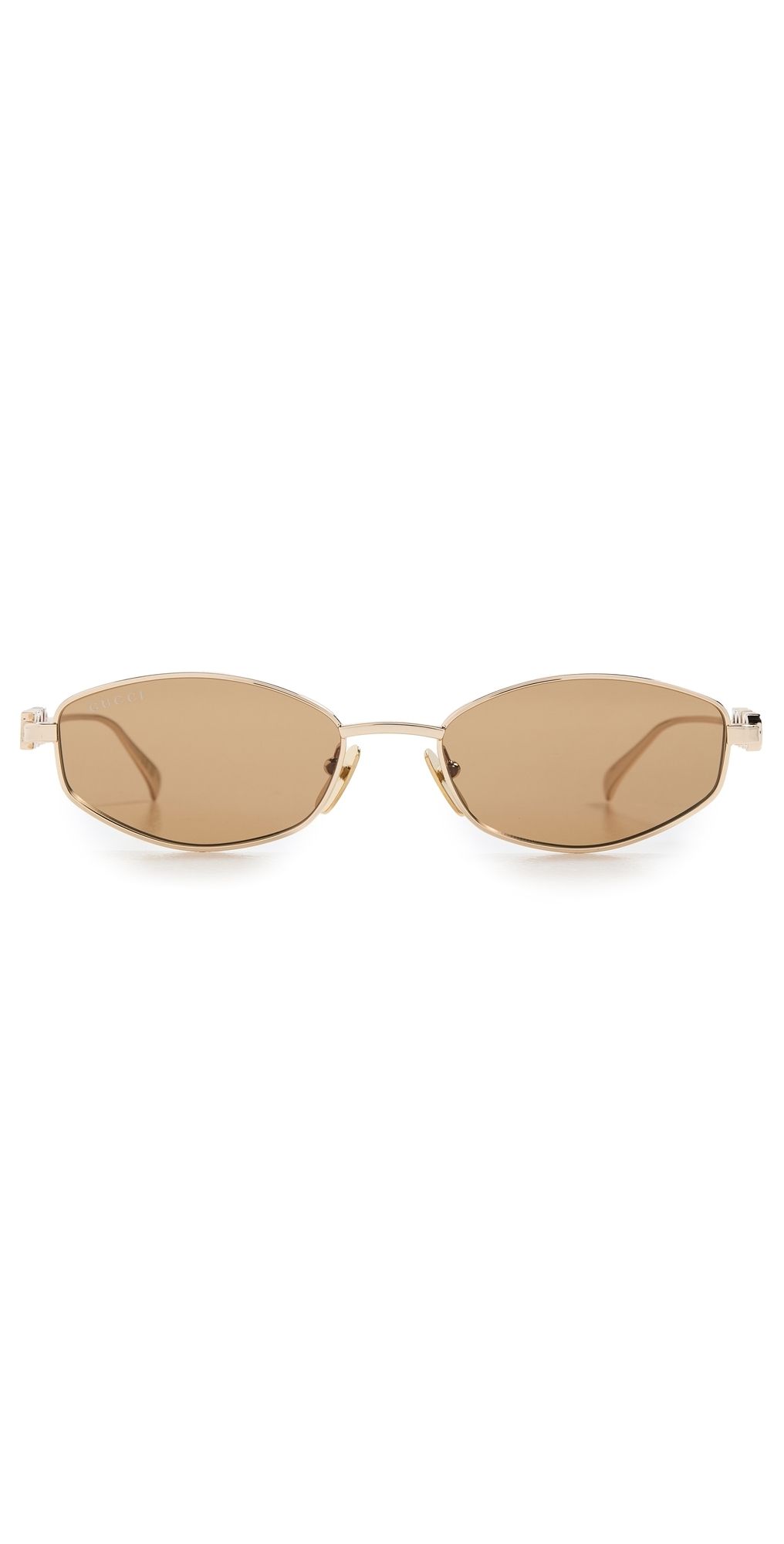 Gucci Oval Frame Sunglasses Gold-Gold-Brown One Size