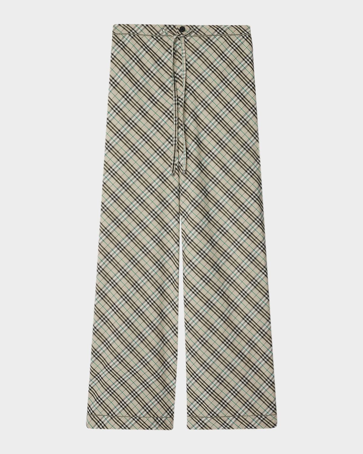 Check Cotton Straight-Leg Pajama Pants