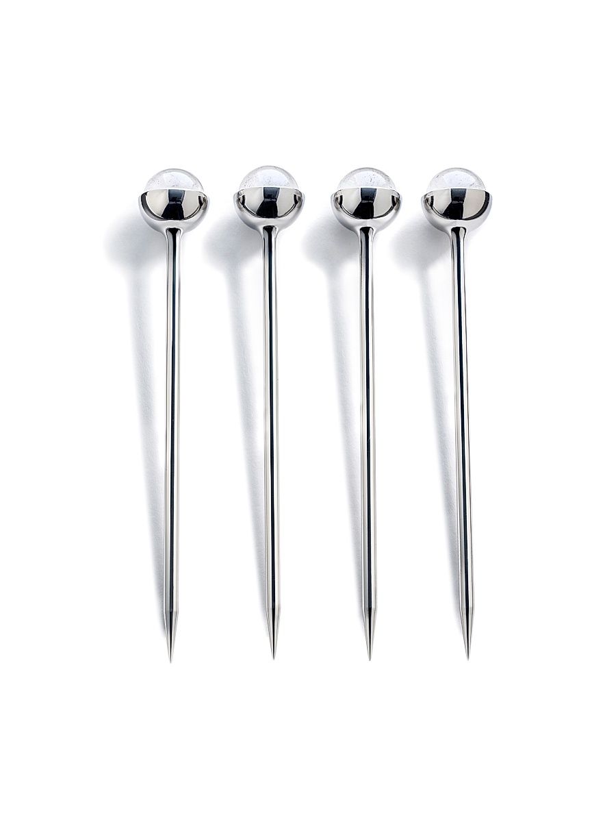 Hospitality Cocktail Picks 4-Piece Set - Silver