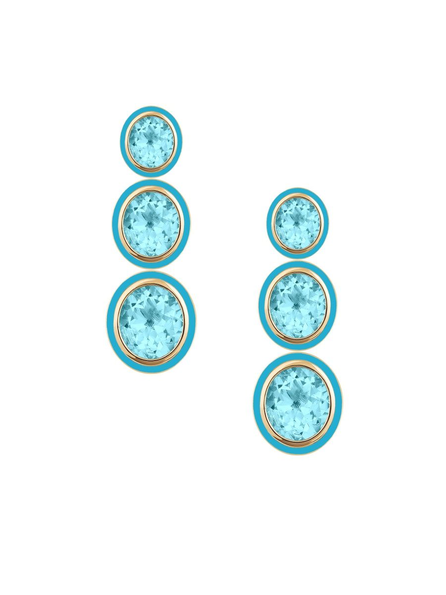 Goshwara Women's Mélange 18K Yellow Gold, Blue Topaz & Turquoise Drop Earrings - Blue