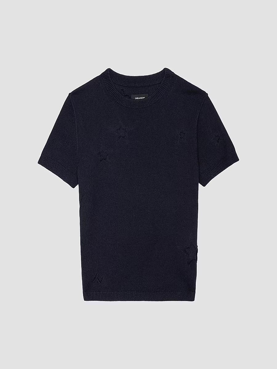 Zadig & Voltaire Women's Bully Stars Short-Sleeve Sweater - Encre - Size Small