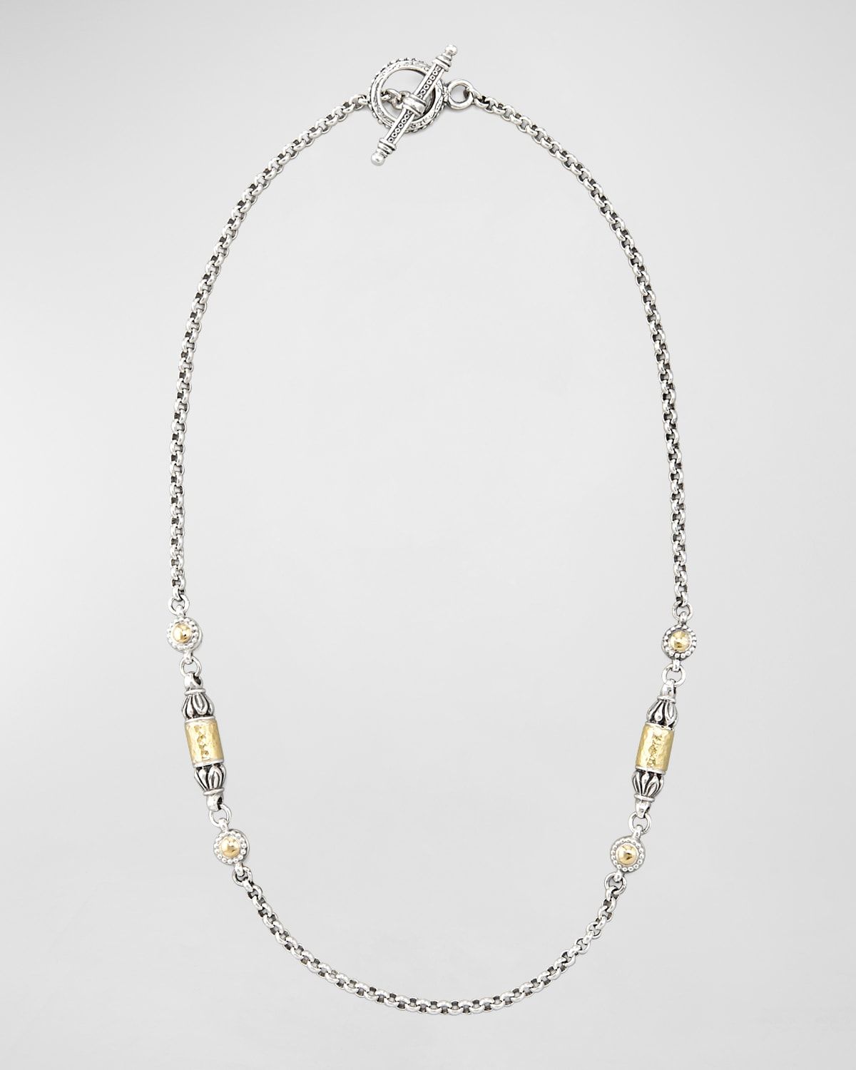 Gold Bullet-Station Necklace, 18"L