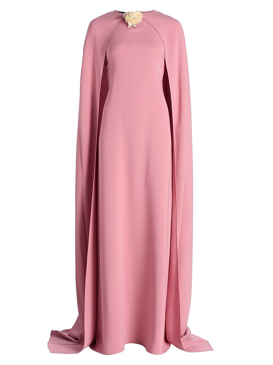 Women's Embellished Draped-Sleeve Silk-Blend Caftan - Antique Rose - Size Medium