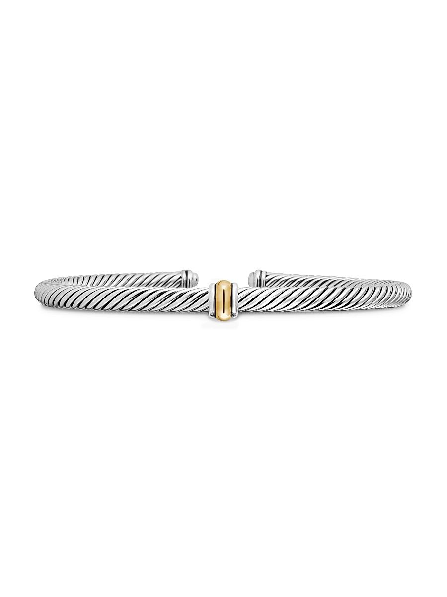 Women's Classic Cable Station Bracelet in Sterling Silver - Silver - Size Medium