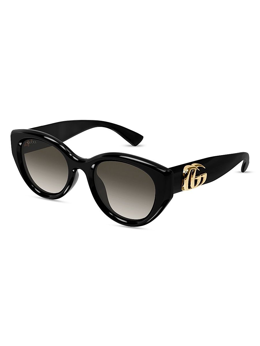Women's GG Bag 52MM Round Sunglasses - Black