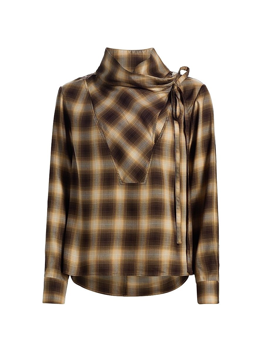 Women's Plaid Workwear Shirt - Brown Multi - Size XS