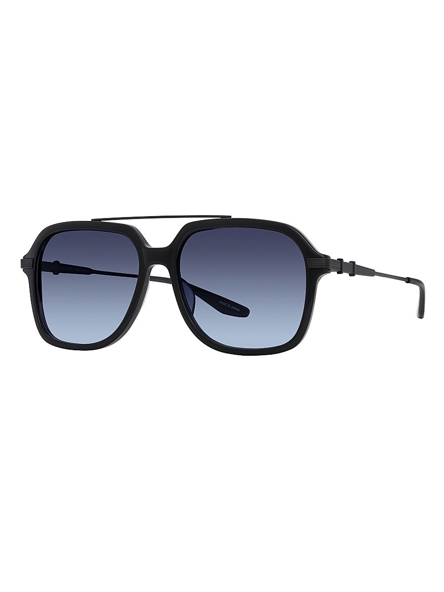 Men's D. Ellis 56MM Navigator Sunglasses - Black Satin Steel Blue