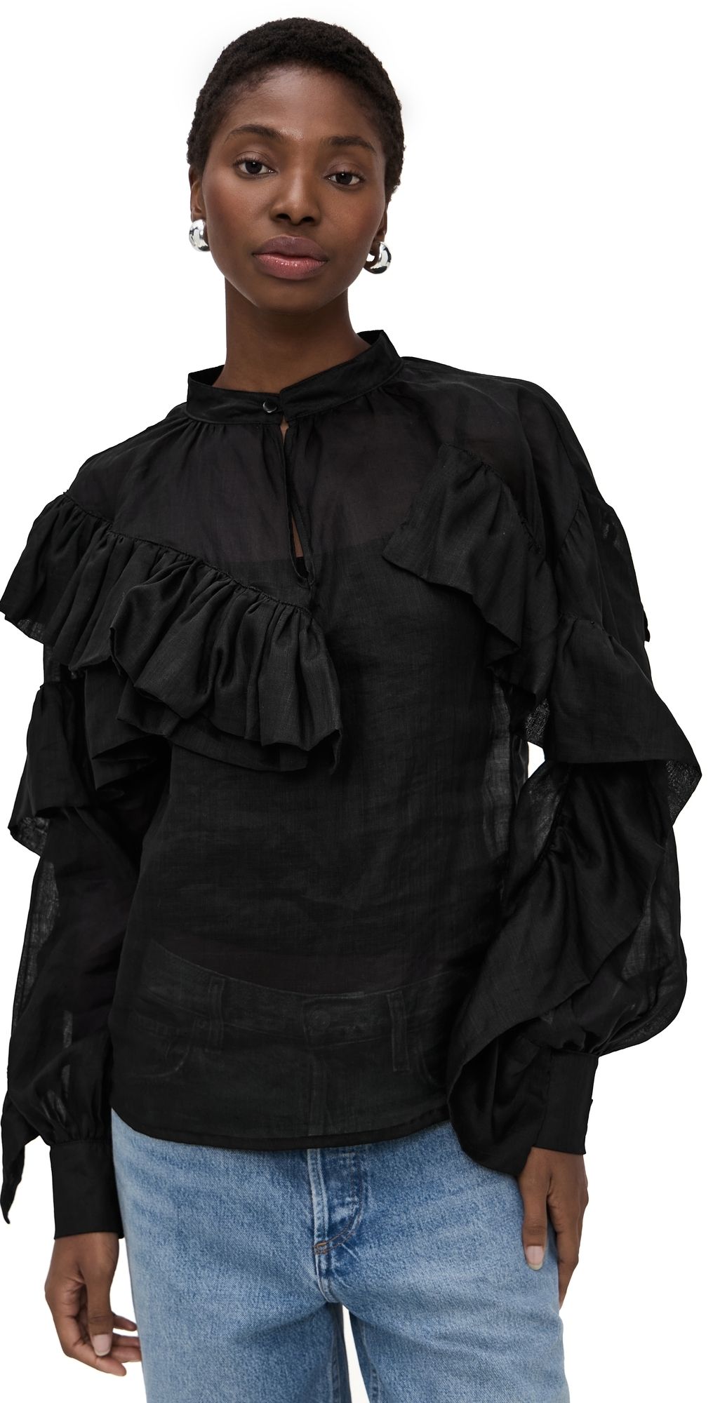 The Lulo Project The Chaos Petal Linen Top Black 01 XL