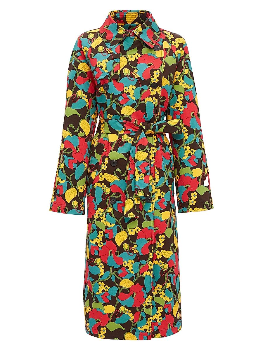 Women's Milano Trench Coat - Vines Brown - Size XL