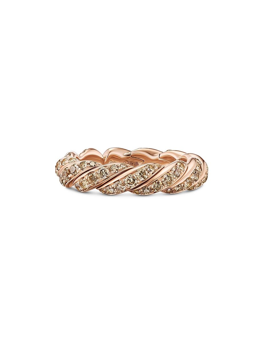 Women's Pavéflex Band Ring in 18K Rose Gold - Cognac Diamond - Size 5