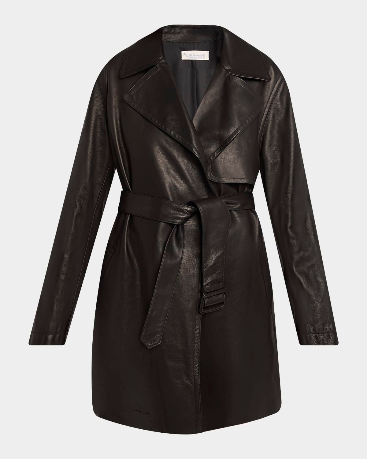 Siempra Leather Wrap Trench Coat