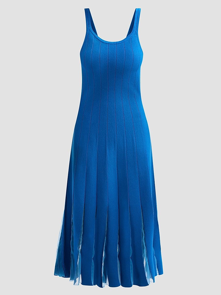 Women's Raelynn Rib-Knit Pleated A-Line Midi Dress - Deep Blue - Size XS