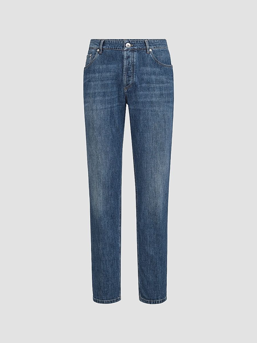 Men's Lightweight Denim Traditional Fit Five-Pocket Jeans - Medium Denim - Size 30
