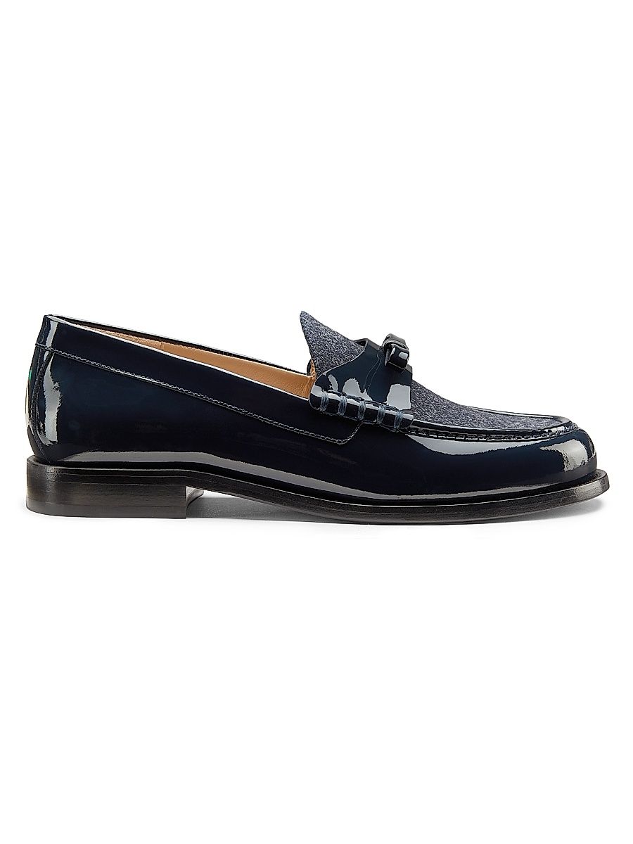 Women's Lottie Leather Bow Loafers - Nice Blue - Size 9