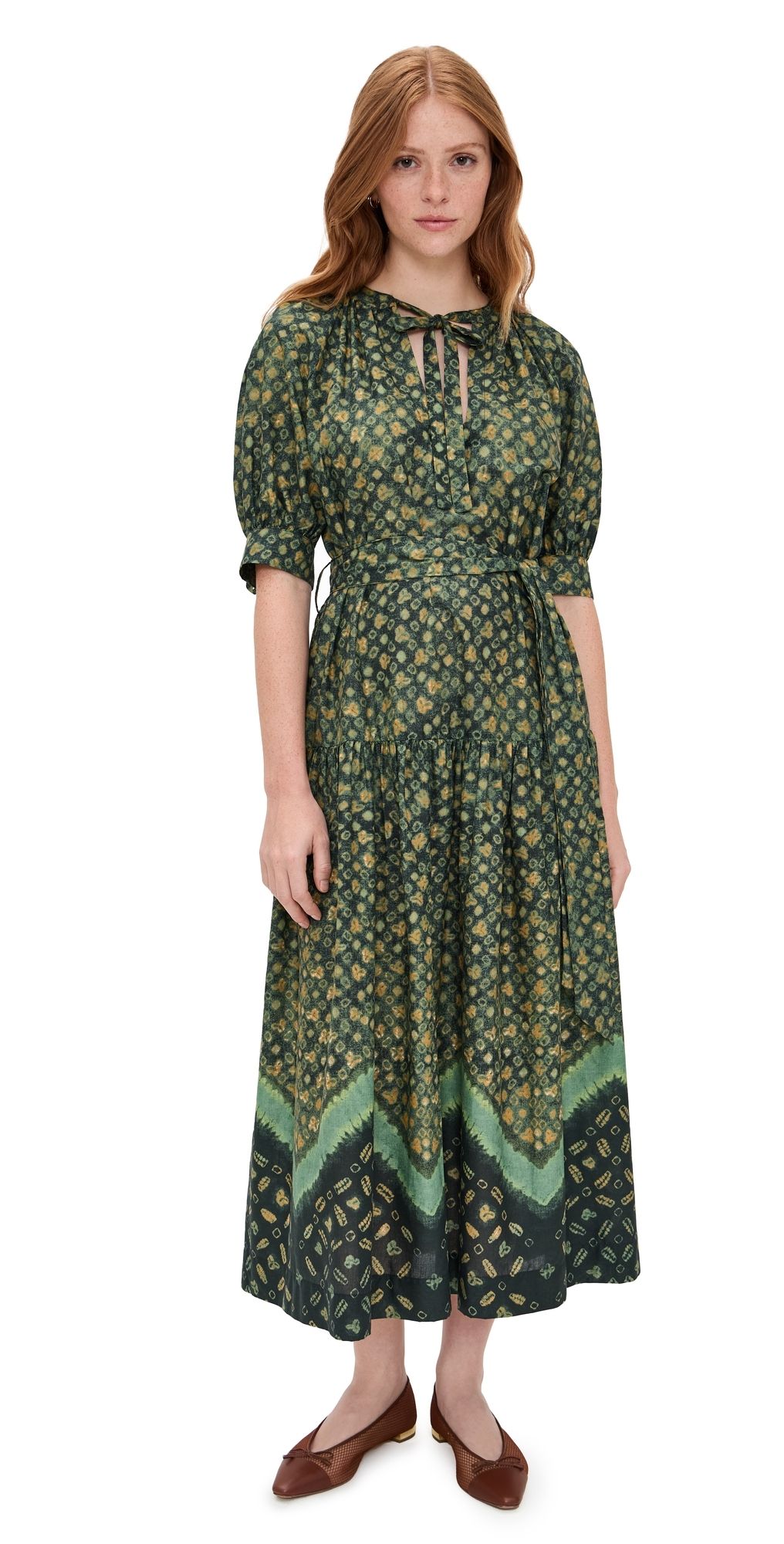 o. p.t Aksoy Dress Green Floral XXS