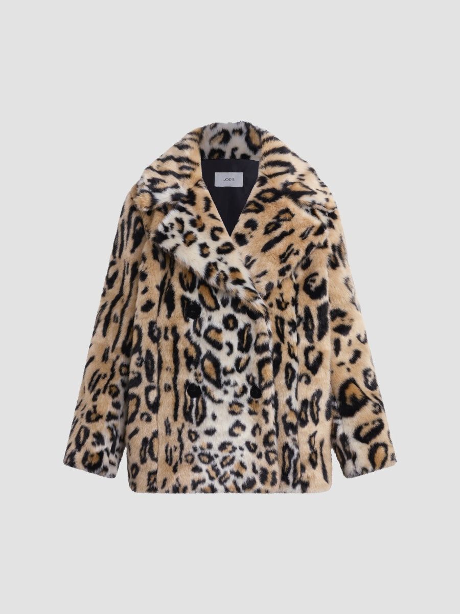 Joe's Jeans Women's The Leopard Double-Breasted Faux-Fur Coat - Leopard - Size XS
