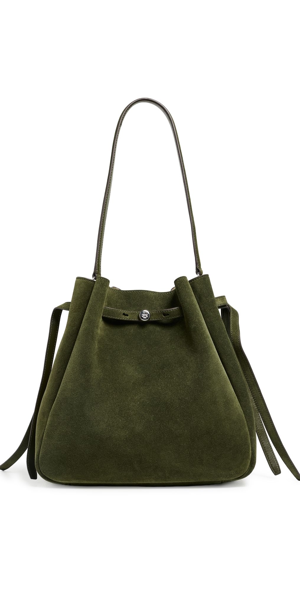 Tory Burch Romy Suede Large Bucket Bag Leccio One Size