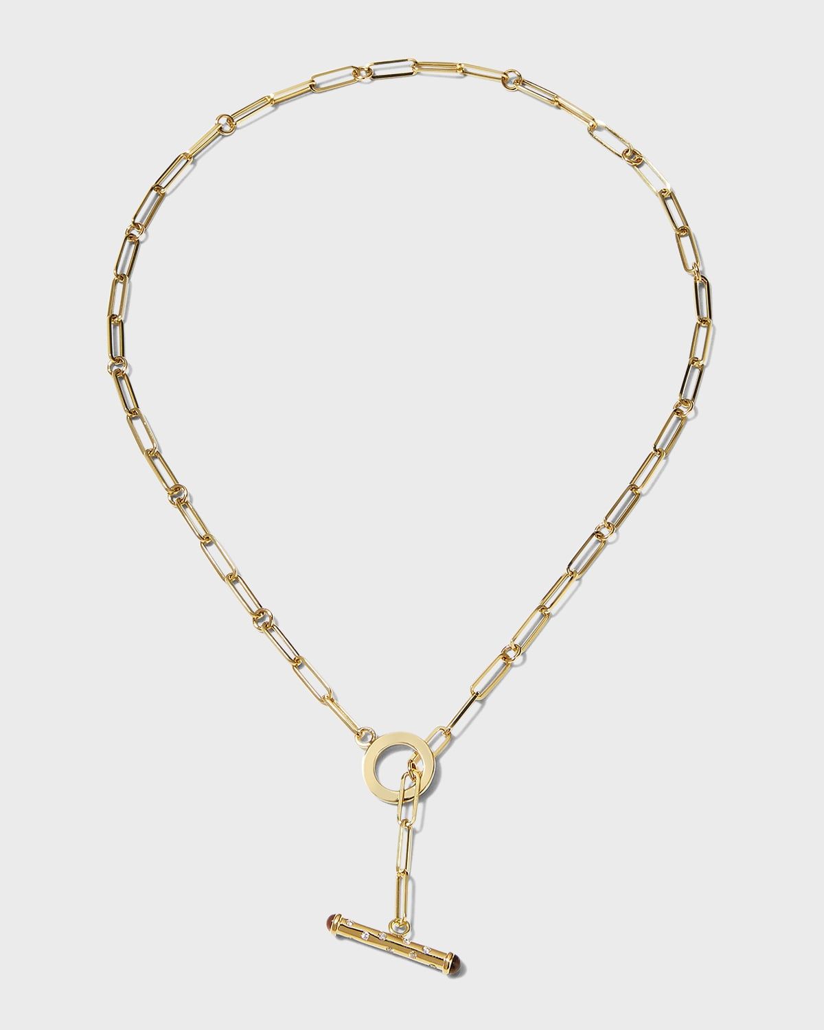 Yellow Gold Paperclip Chain Necklace with Diamond Toggle