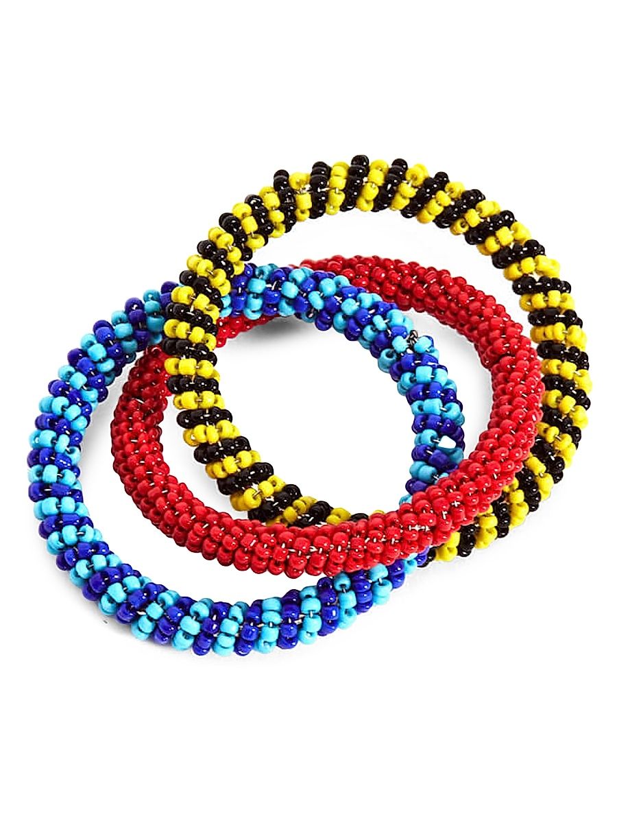 Beaded Napkin Ring, Set of 4 - Blue