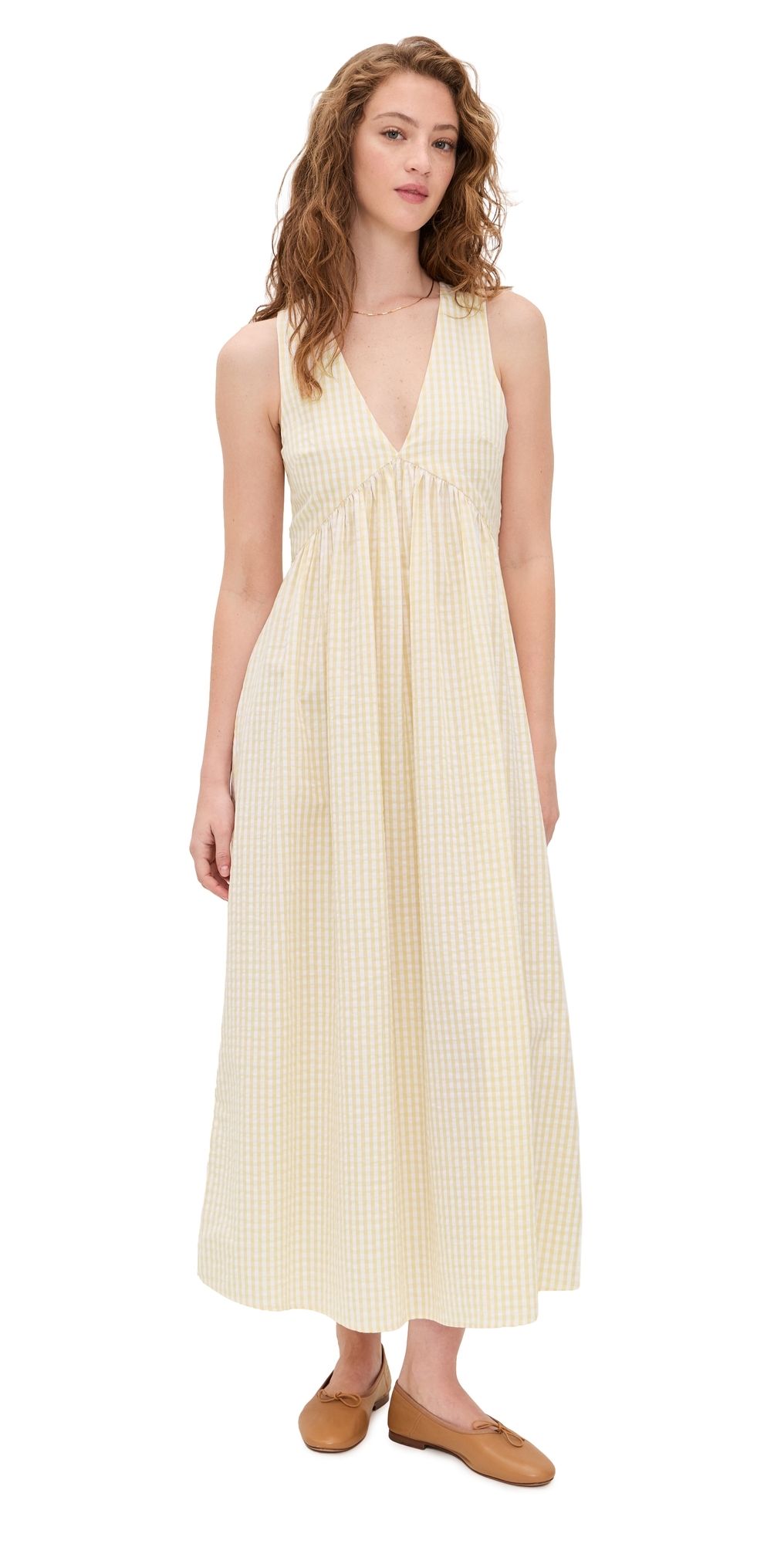 FAITHFULL Lune Midi Dress Butter Textured Gingham 10