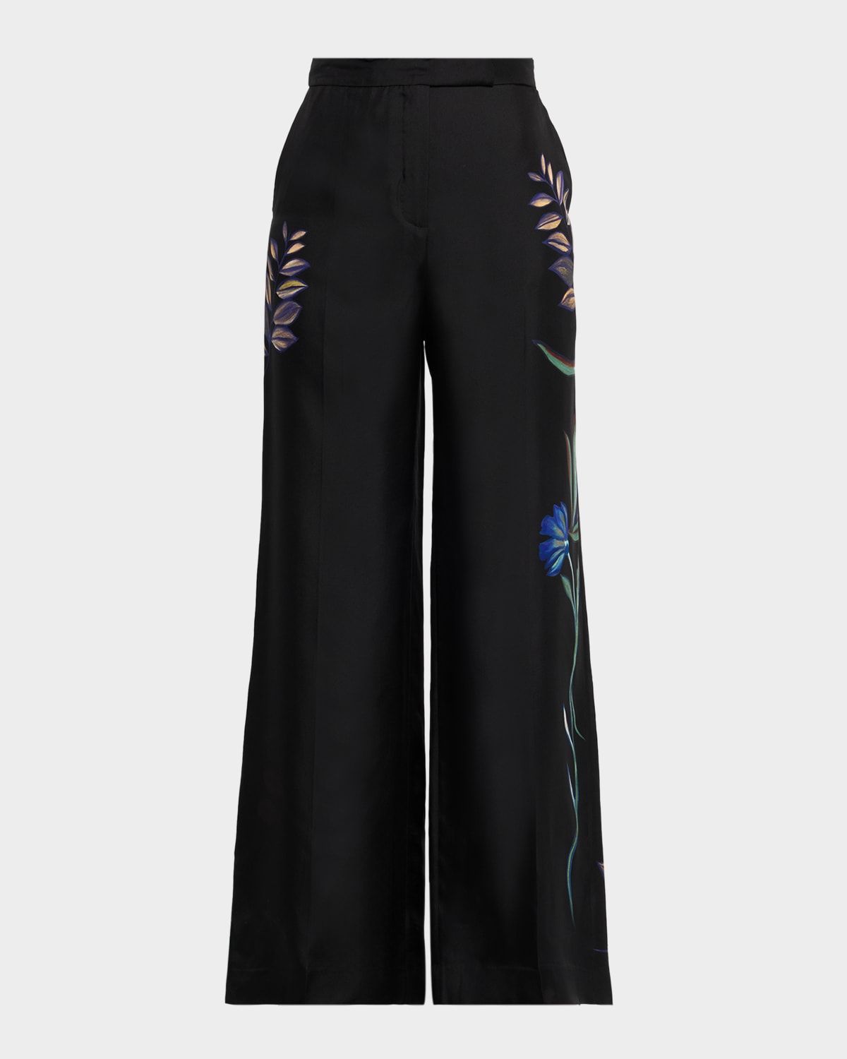 Seductive Bloom Floral-Print Silk Twill Pants