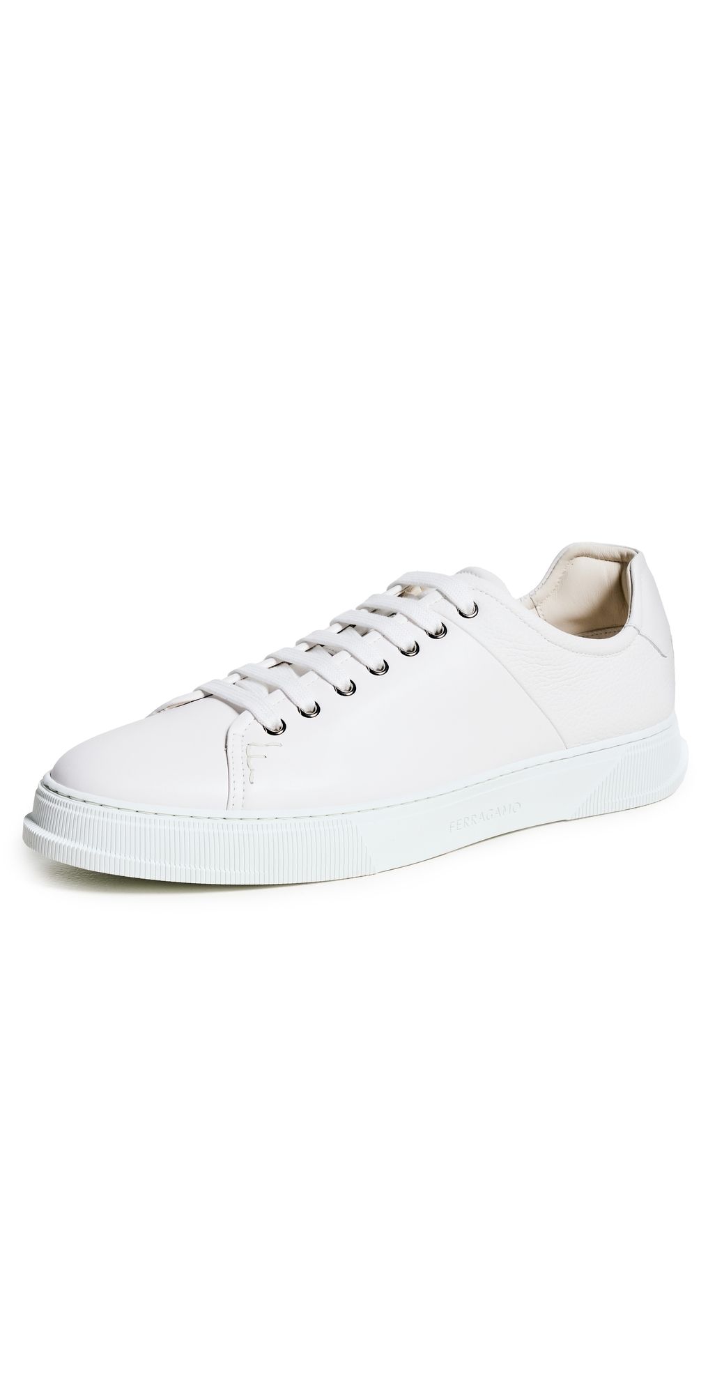 FERRAGAMO Clayton Leather Sneakers Bianco Ottico 9