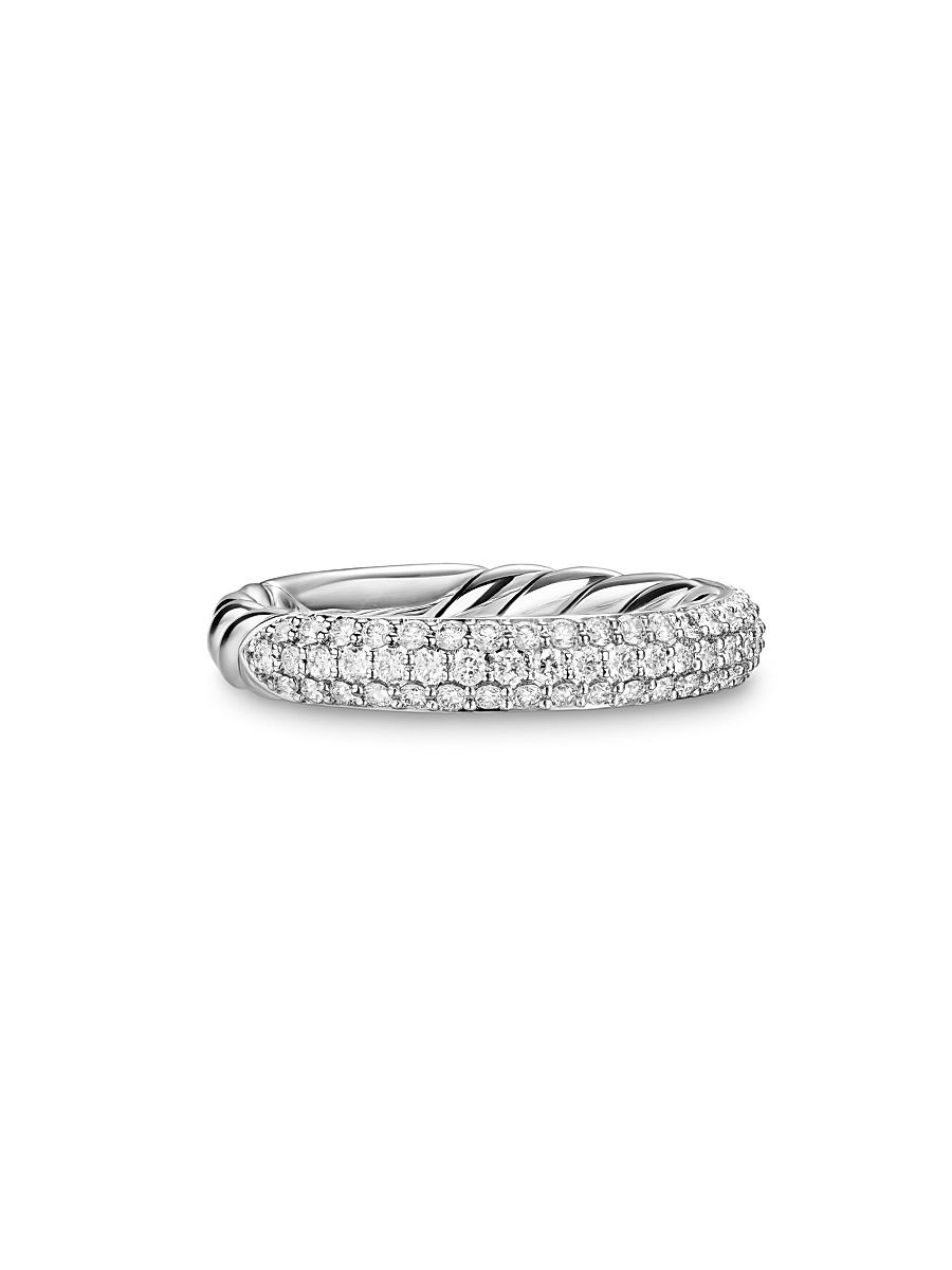 Women's DY Mercer Pavé Band Ring in Sterling Silver - Silver - Size 7
