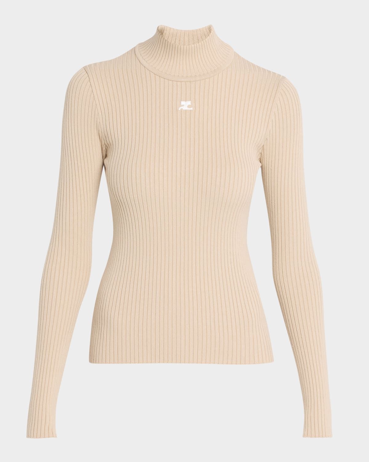 Turtleneck Long-Sleeve Rib Sweater