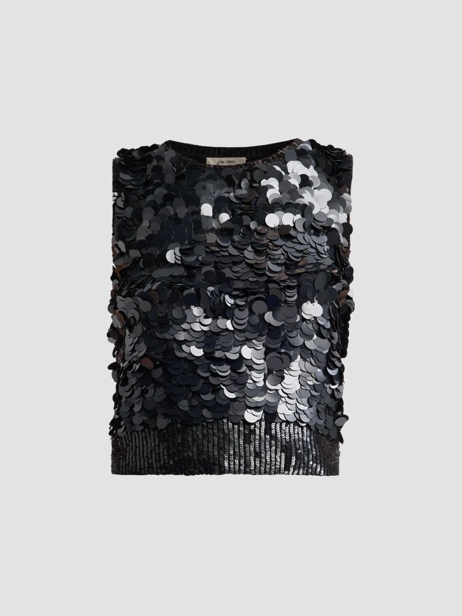 Adam Lippes Women's Ava Sequined Cashmere Tank - Black - Size Large