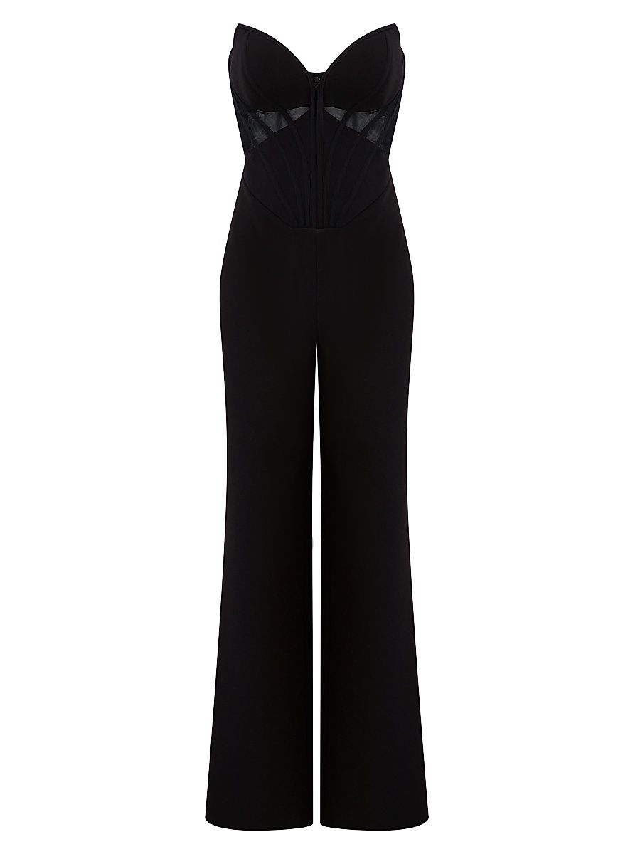 Women's Electra Strapless Bustier Jumpsuit - Black - Size 14