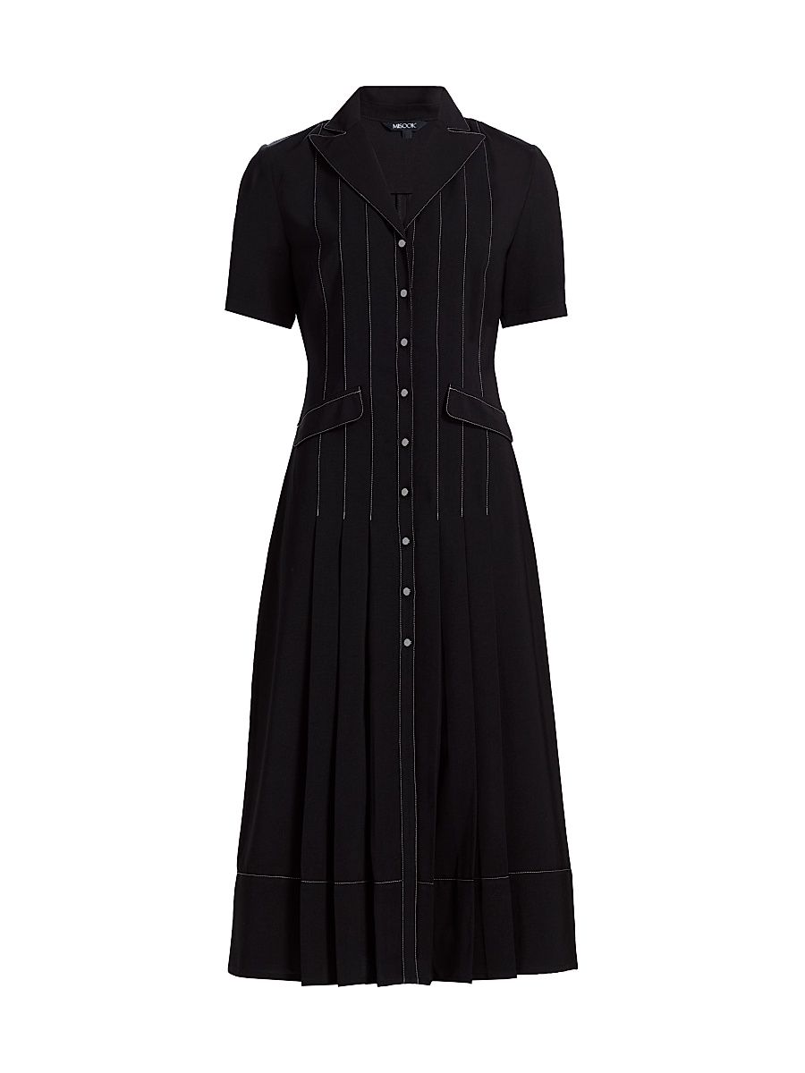 Women's Fit & Flare Crepe Maxi Shirtdress - Black White - Size XXL