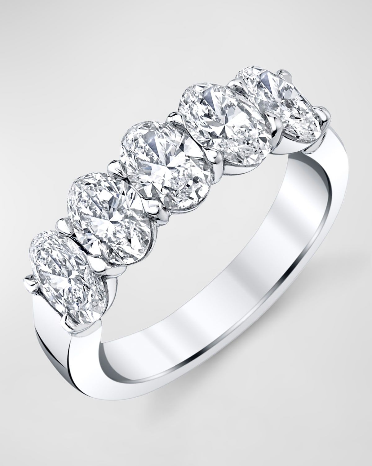 Platinum 5 Stone Band with Oval Cut Diamonds