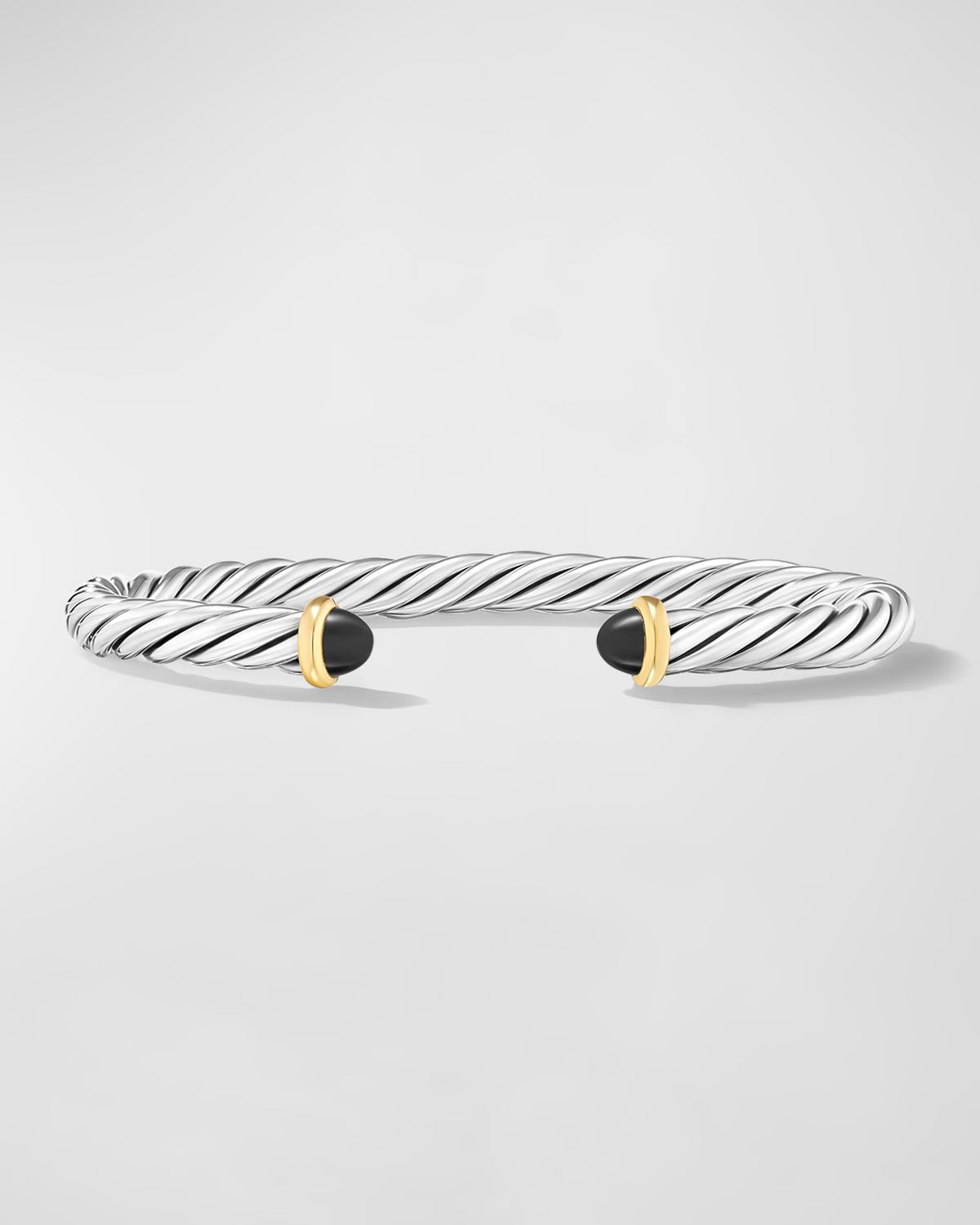 Men & apos;s Cable Flex Cuff Bracelet with Gemstone and 14K Gold in Silver