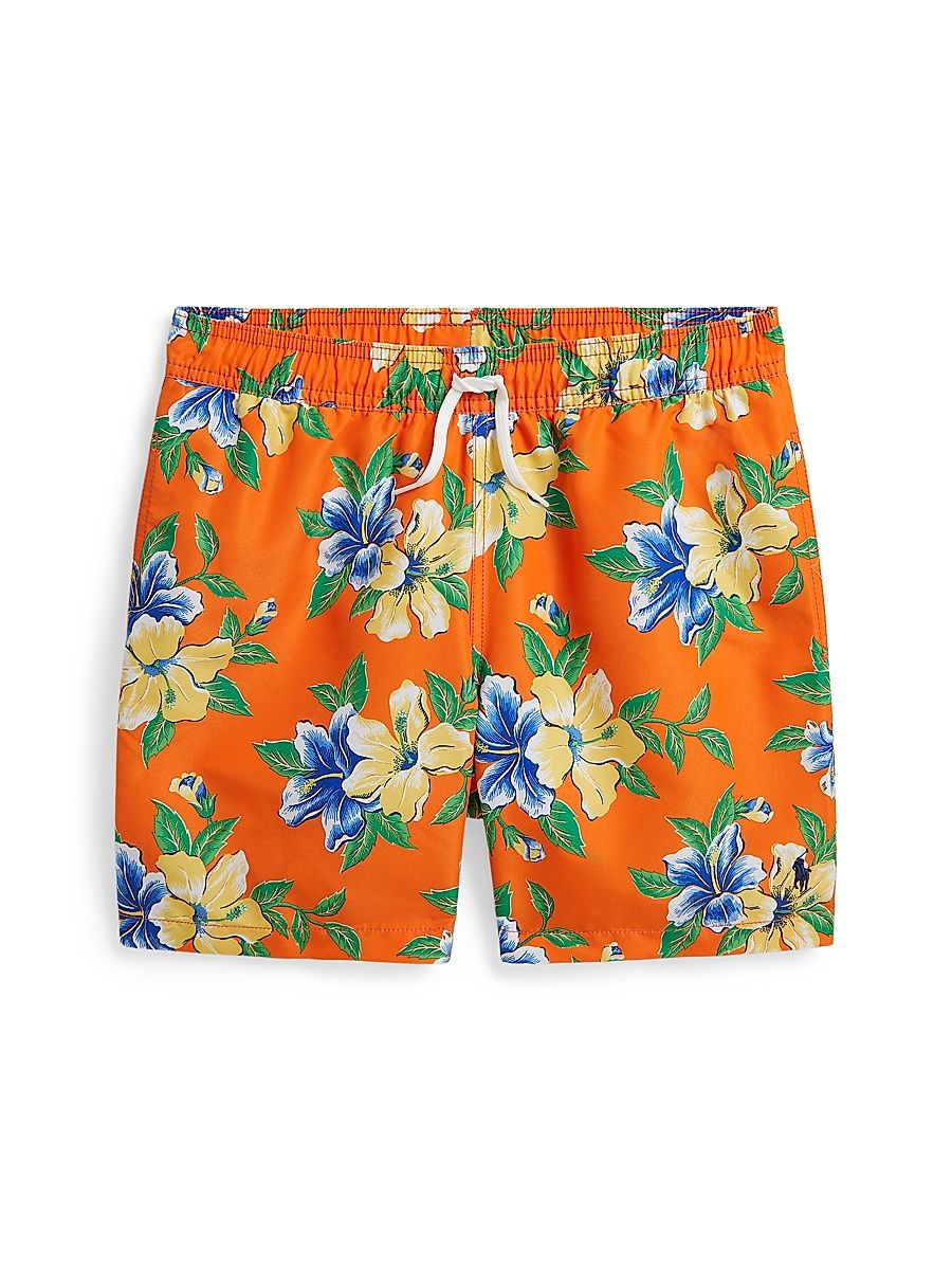 Little Boy's & Boy's Hibiscus Traveler Swim Trunks - Iconic Hibiscus - Size 6