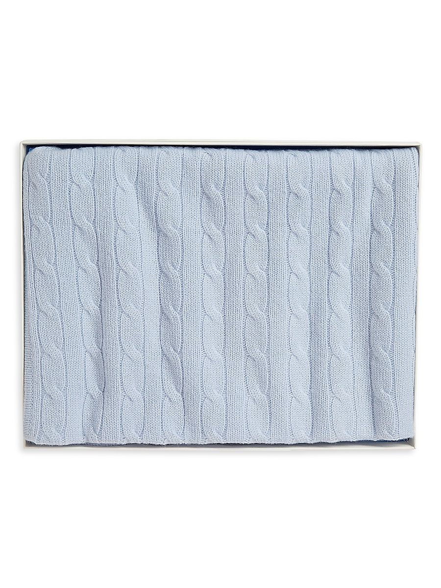Baby Boy's Cashmere Cable-Knit Blanket - Pearl Blue