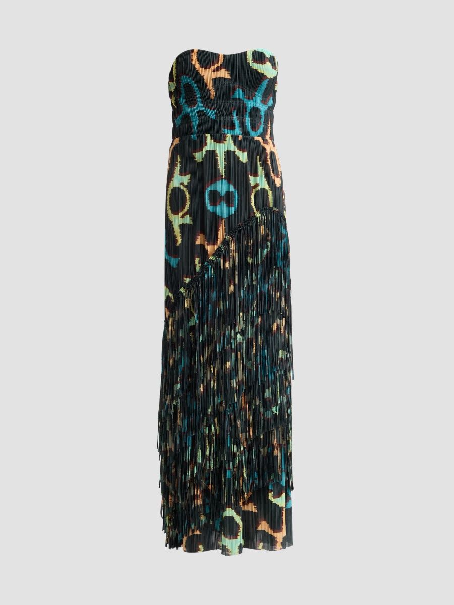 Ulla Johnson Women's Cosmo Patterned Fringed Maxi Dress - Nocturne - Size 14