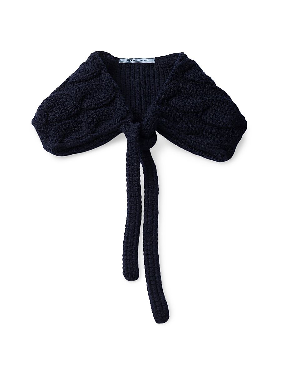 Women's Cable Knit Wool Collar - Blue