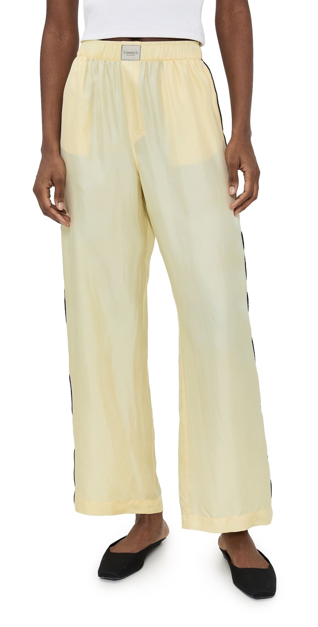 Comme Si La Alta Silk Boxer Pants Butter/Black S
