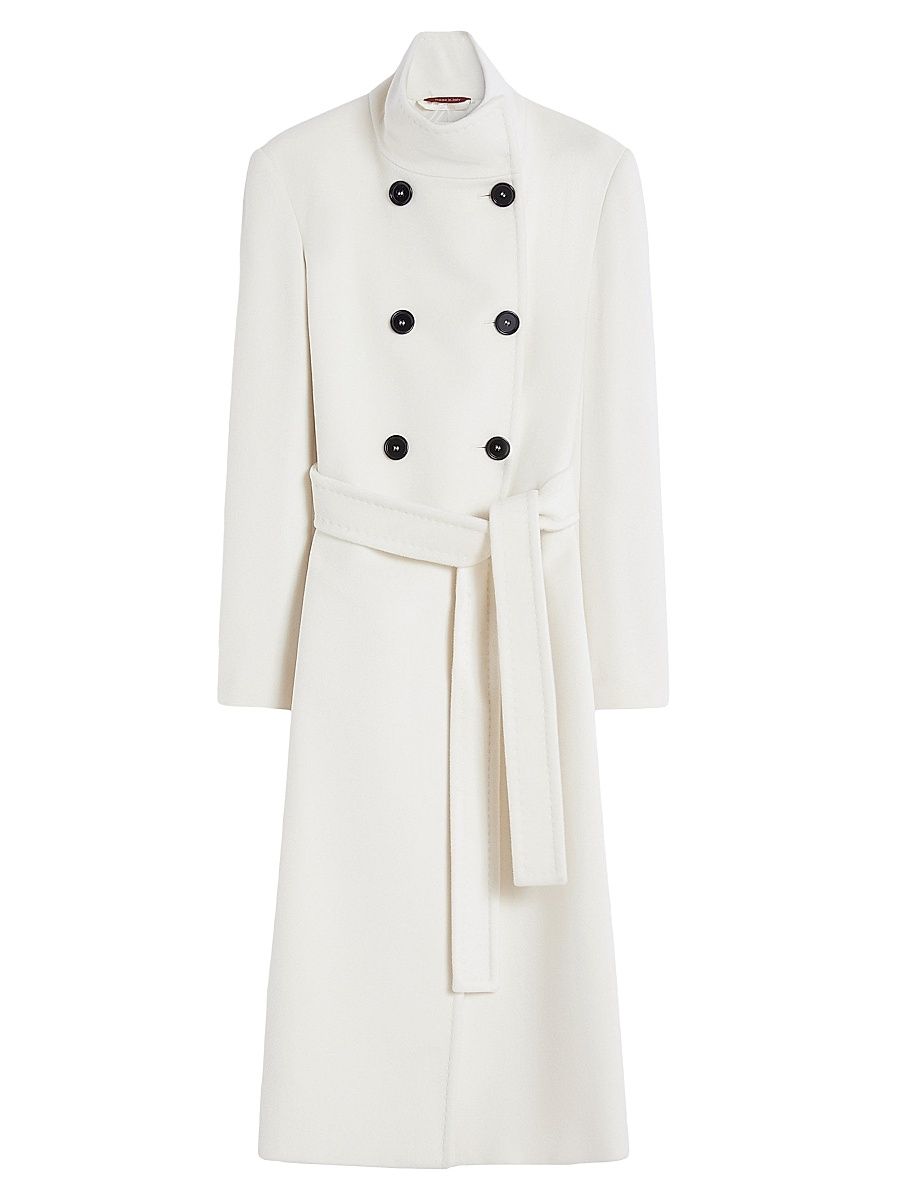 Women's Wool Beaver Cloth Coat - White - Size 16