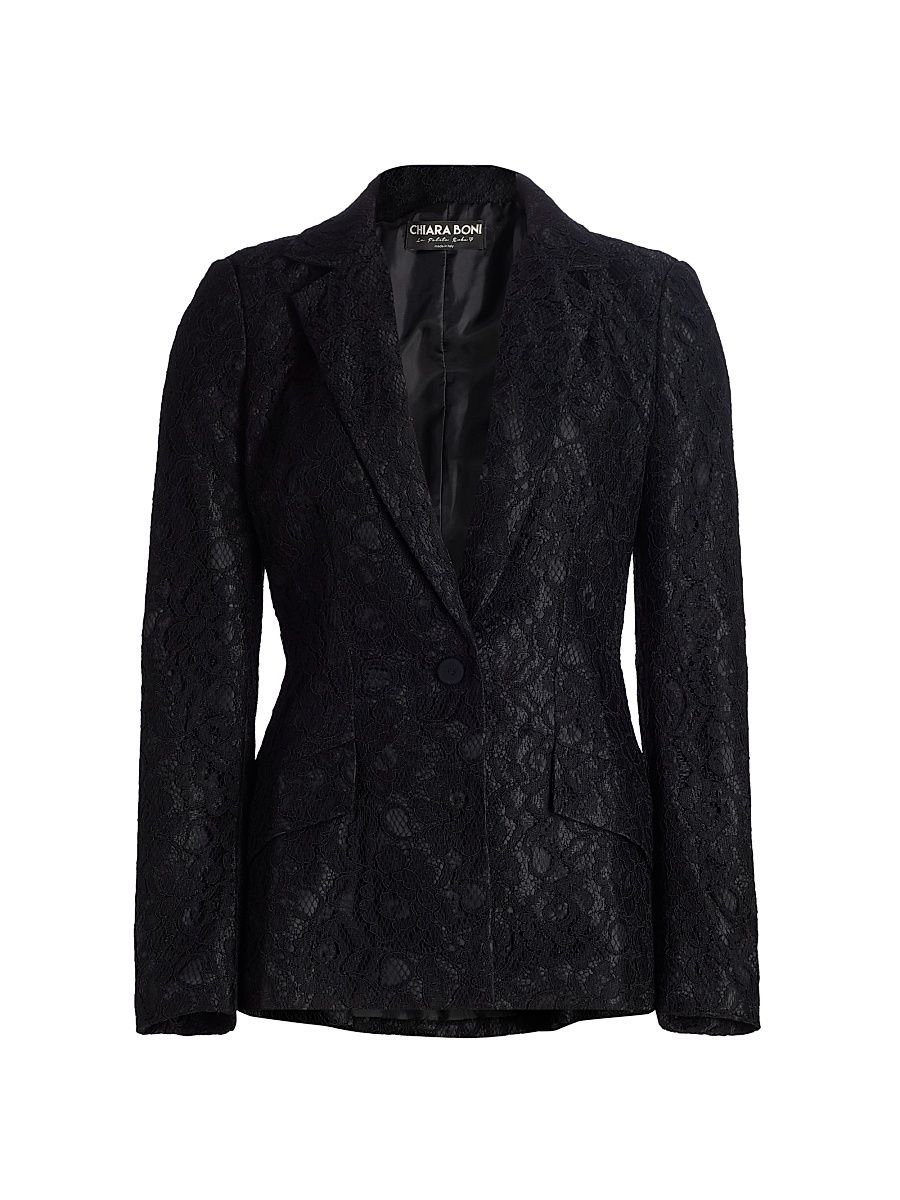 Women's Mosi Lace Single-Breasted Blazer - Black - Size 14