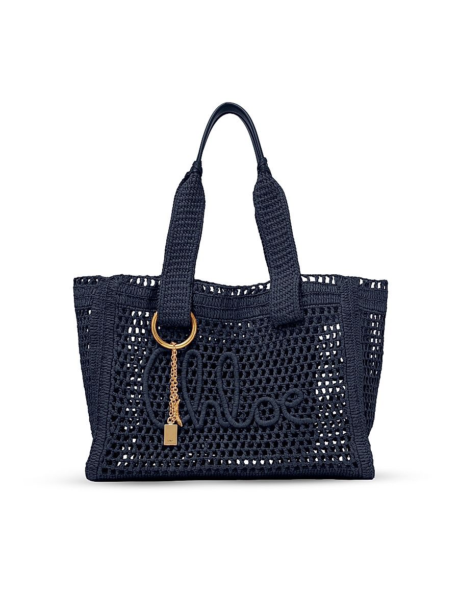 Women's Summer Banana Raffia Tote Bag - Parisian Night