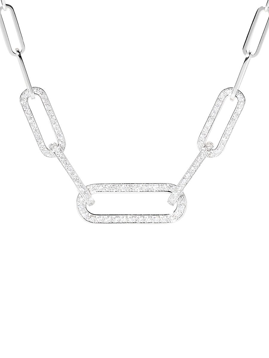 Women's Maillon 18K White Gold & 0.52 TCW Diamond Large Paper Clip Chain Necklace - White Gold