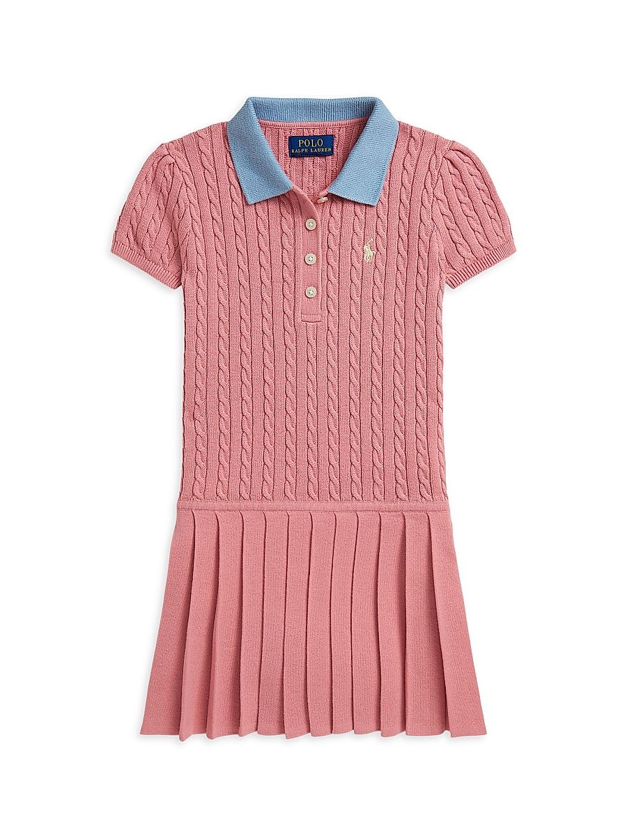 Little Girl's & Girl's Pleated Cotton Sweater Dress - Desert Rose - Size 4