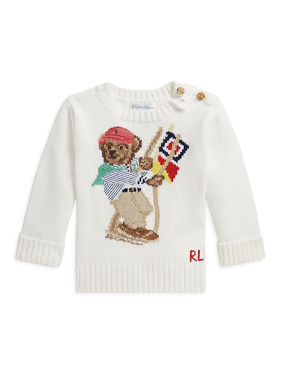 Baby Boy's Sailing Polo Bear Sweater - Deckwash White - Size 9 Months
