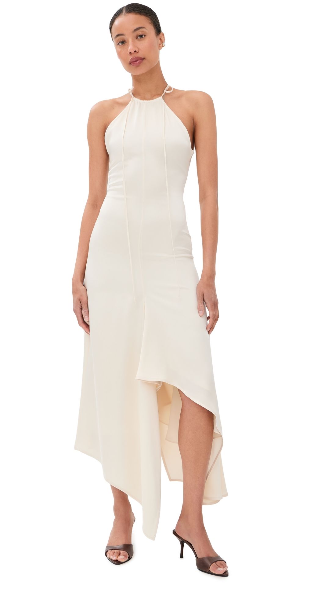 Victoria Beckham Halter Neck Draped Dress Elderflower 4