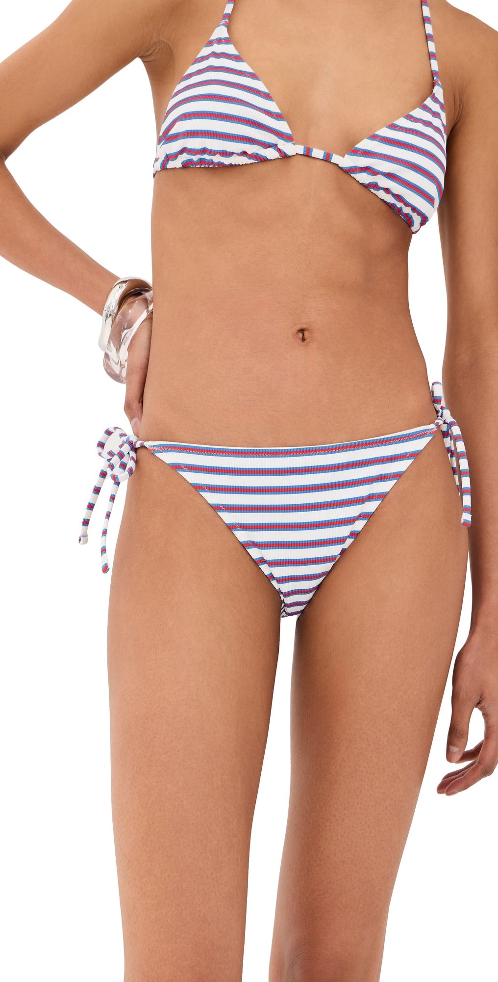 LE BOP Side Tie Bikini Bottoms VARIGATED STRIPE L