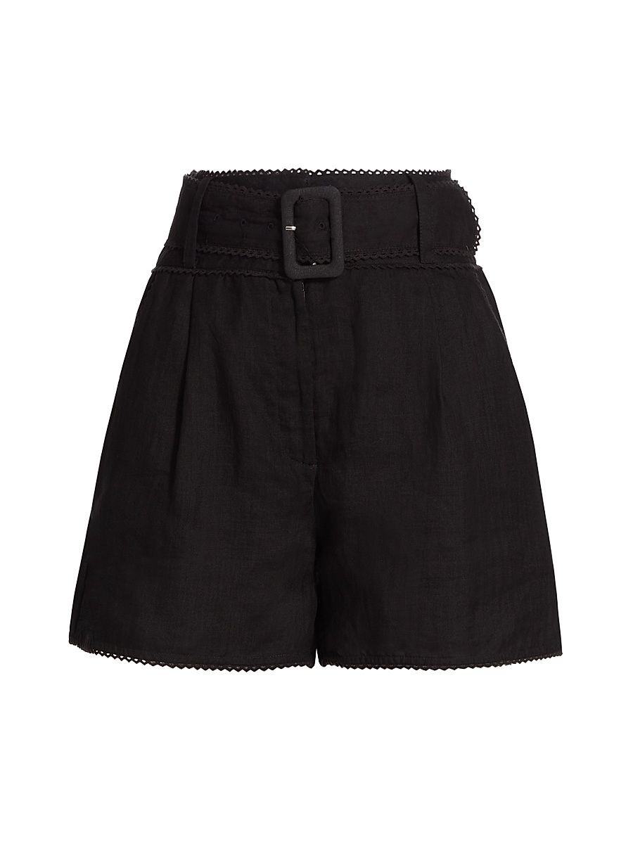 Women's Hobbes Belted Shorts - Black - Size 16
