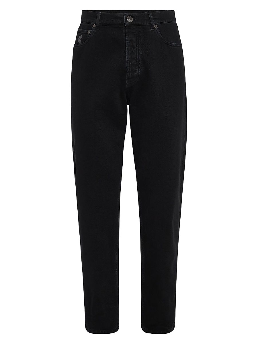 Men's Garment Dyed Iconic Fit Five Pocket Jeans - Black - Size 46